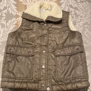 Vintage Late 1970s Girls green Izod Lined Puffer Vest